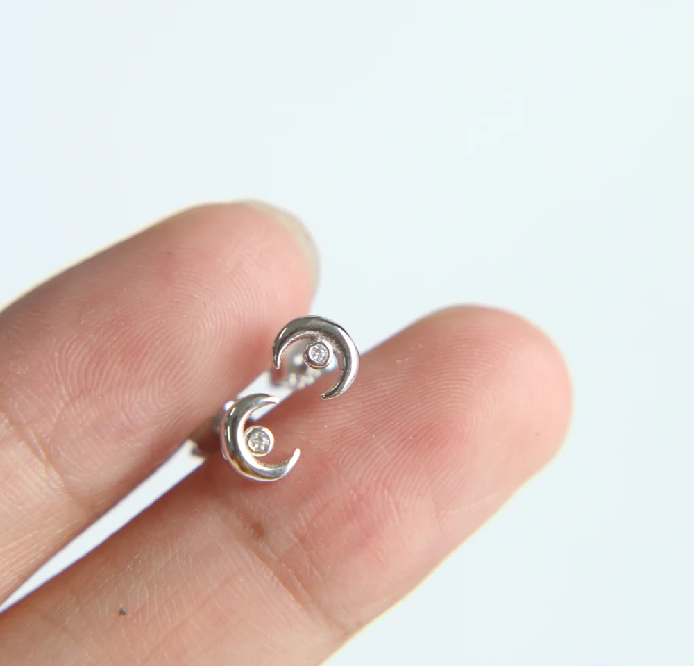 Нежные милые серьги с Луной для девочек ювелирные изделия из 100% стерлингового