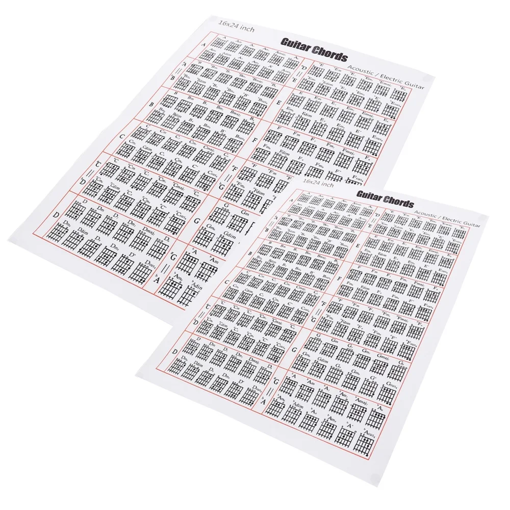 

2pcs Guitar Chord Practice Charts Guitar Note Chart for Novice or Experienced