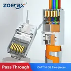 Сетевой модульный штекер ZoeRax RJ45 Cat8 Cat7 и Cat6A, проходные Разъемы 8P8C 50 мкм, экранированный FTPSTP с позолоченным покрытием, 1,5 мм