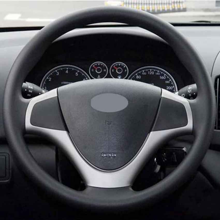 Черная искусственная кожа PU Мужская прошитая вручную чехол рулевого колеса