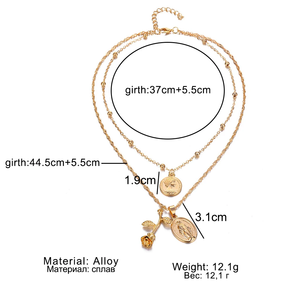 ZOVOLI бижутерия для женщин чокер цепь цепочки Роза монета портрет подвеска цепочка