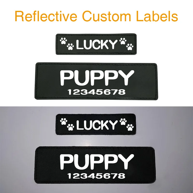 

Custom Labels Dog Name Reflective Labels Personalized Stickers for Dog Harness Vest Collar Custom Labels Pets Accessories
