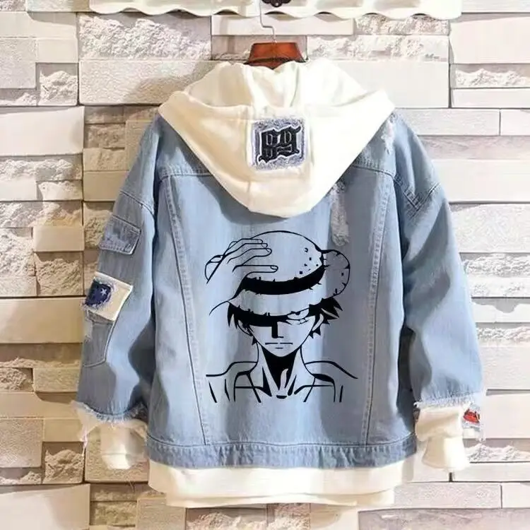Джинсовая куртка-бомбер с Аниме One Piece D Luffy джинсовая толстовка капюшоном унисекс