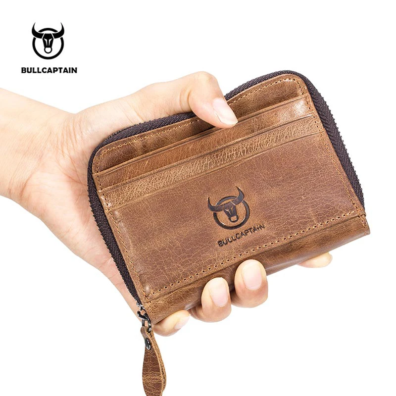 BULLCAPTAIN кожаный бизнес держатель для карт кредитная карта на молнии хранения