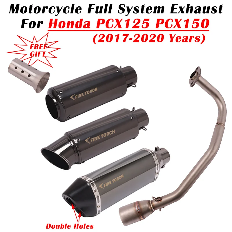 For Honda PCX125 PCX150 PCX 125 150 2017 2018 19 2020 Motorcycle Exhaust Escape Modify Full System Front Mid Link Pipe Muffler