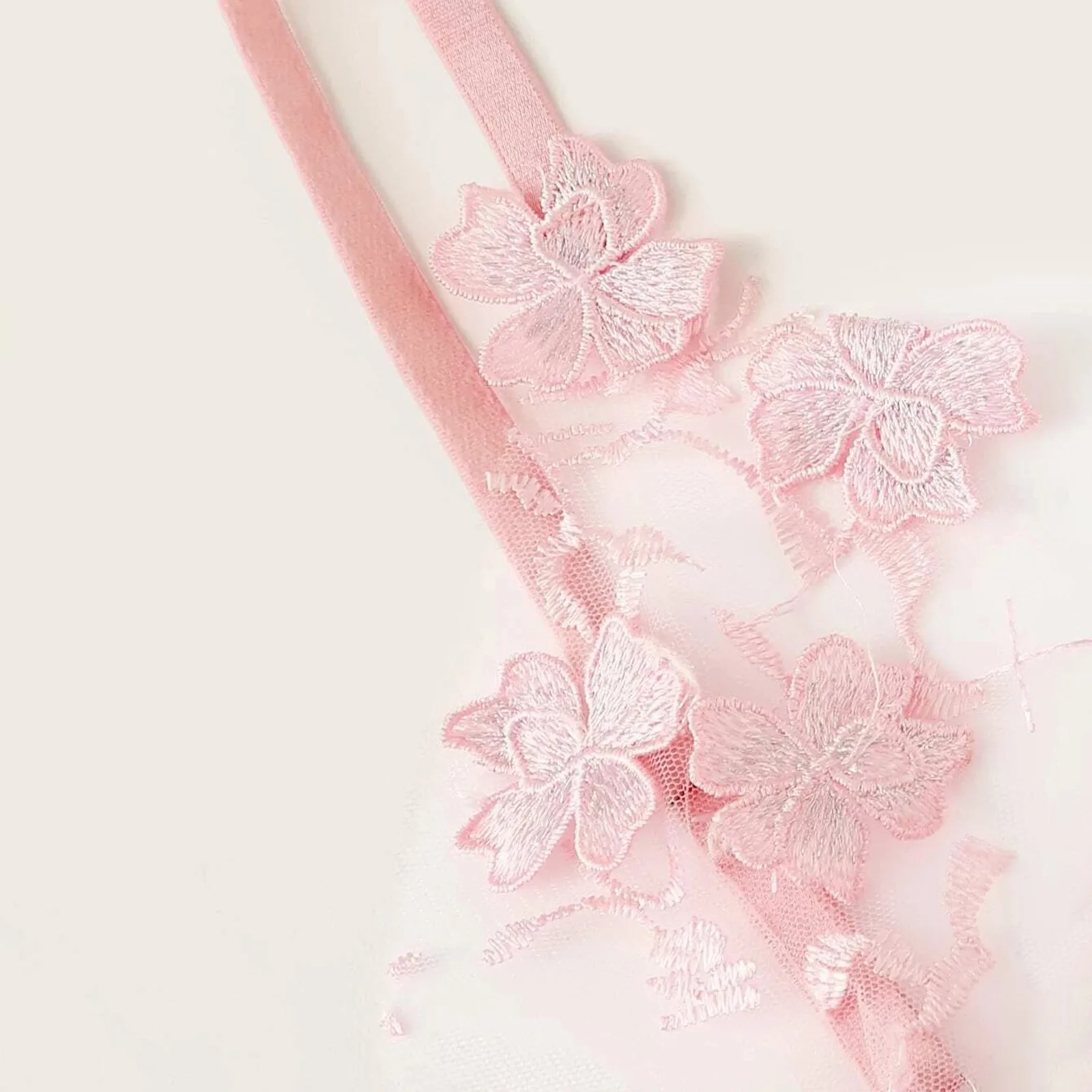 

Women Erotic Lingerie Lace Floral Embroidery Bra Thong Garter Costume Sexy Underwear Transparent Sleepwear Temptation Baby Dolls