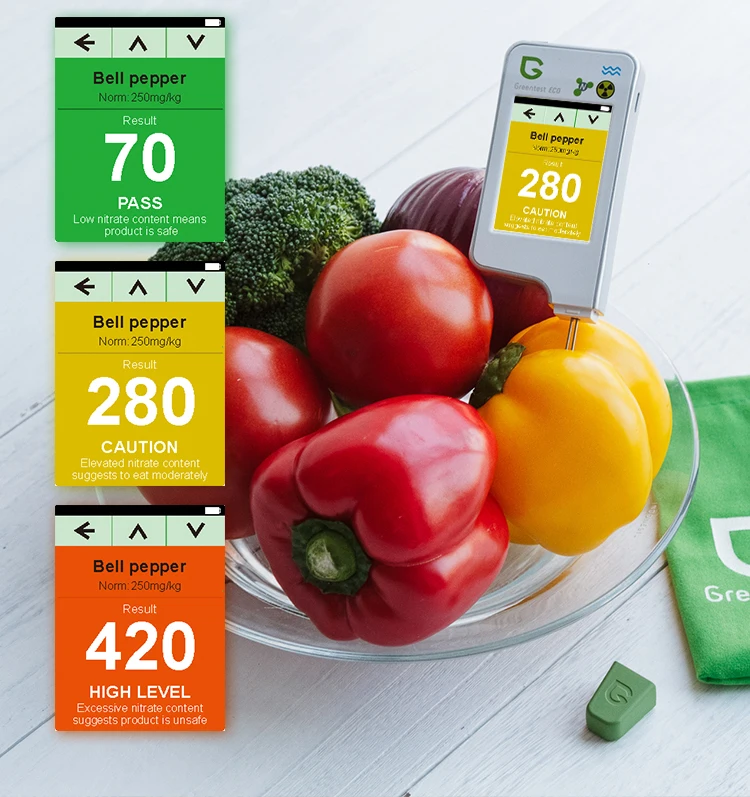 Мясо рыба нитратный тестер, Greentest-2F нитратный тестер кухня цифровой детектор пищи мяса, рыбы и 64 видов фруктов и овощей