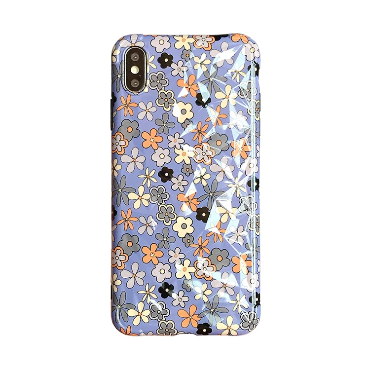 Lovely Candy Color Flowers Diamond texture Cases For iphone X XS Max XR 6 6S 7 8 Plus Soft IMD Smooth Girl Style Back Cover | Мобильные