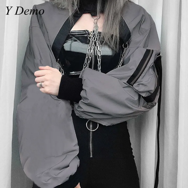 Новинка Уличная короткая куртка в стиле панк Бейсбольные куртки с длинными