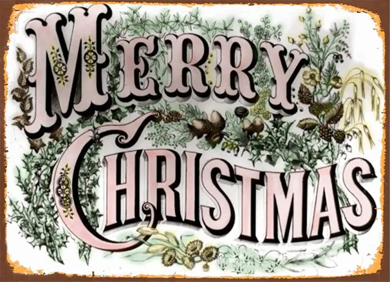 

Merry Christmas vintage retro advertisement metal tin sign poster