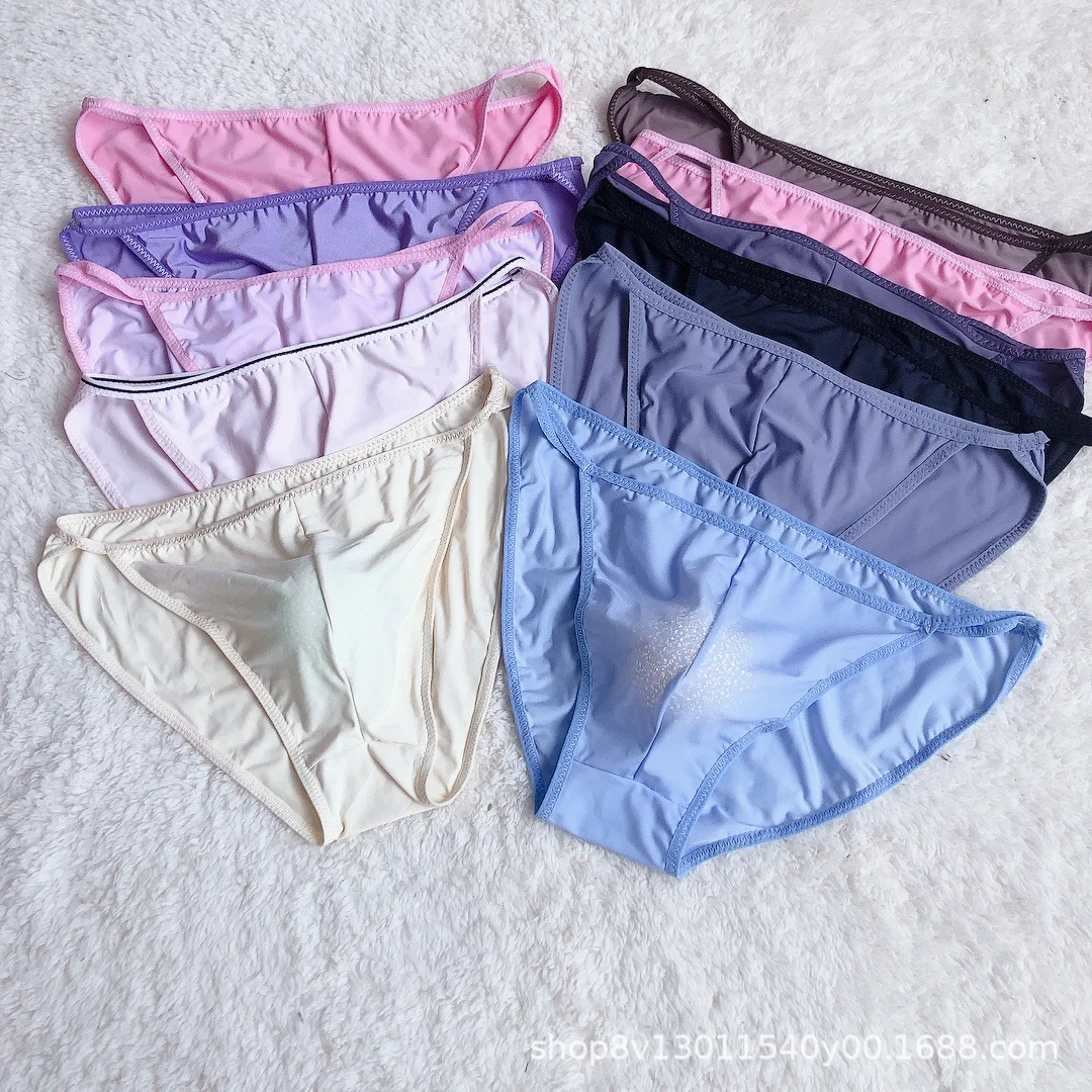 Summer New Ice Silk Breathable Cool Men's Bag Briefs Sexy Comfortable Soft Large Size Men's Underwear Sexy Man