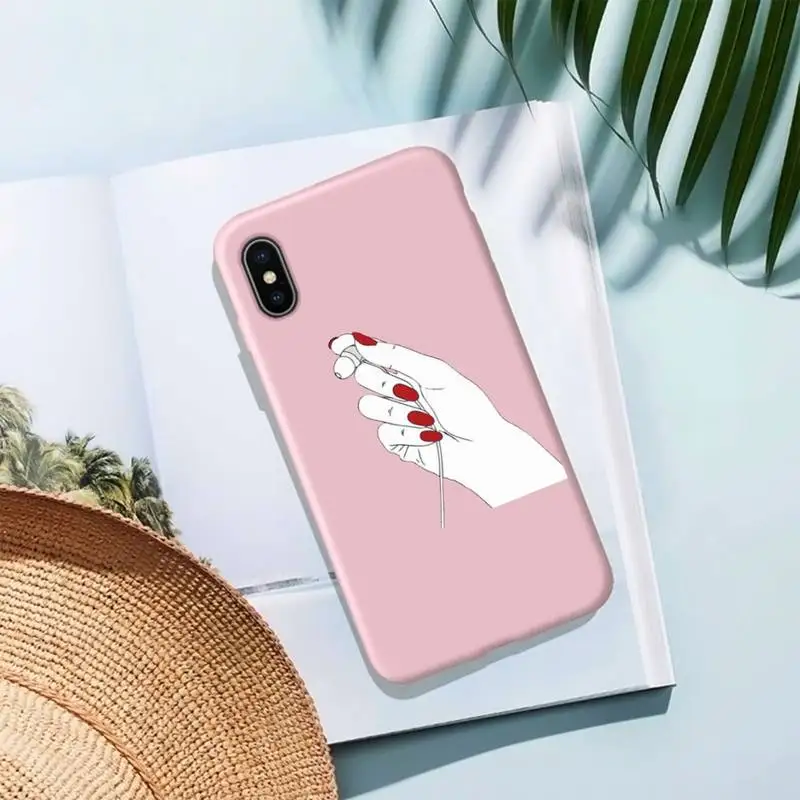 

Fashion In Patterns Phone Case For Iphone X Case Pure PINK Soft Silicone Phone Case For SE&11 Pro Max