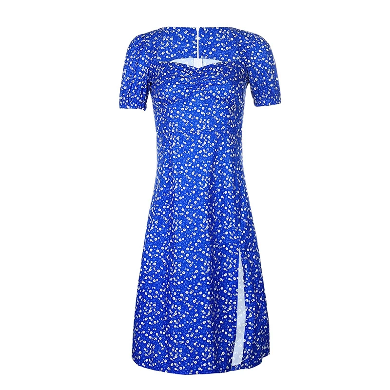 Женские французские повседневные платья с цветочным принтом квадратное Платье