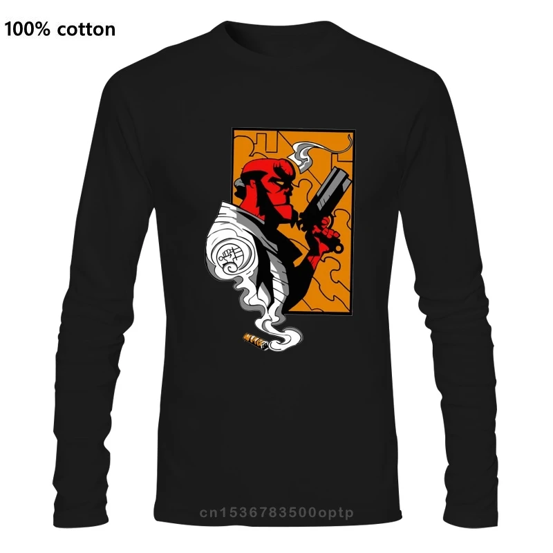 Черная темно-синяя футболка HellBoy черная забавная Мужская с длинным рукавом S-3XL