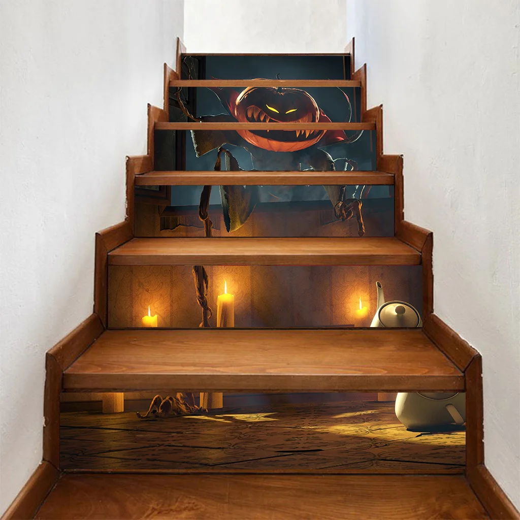 Хэллоуин 3d стикеры для лестницы страшный Тыква Человек Стикеры удаляемый