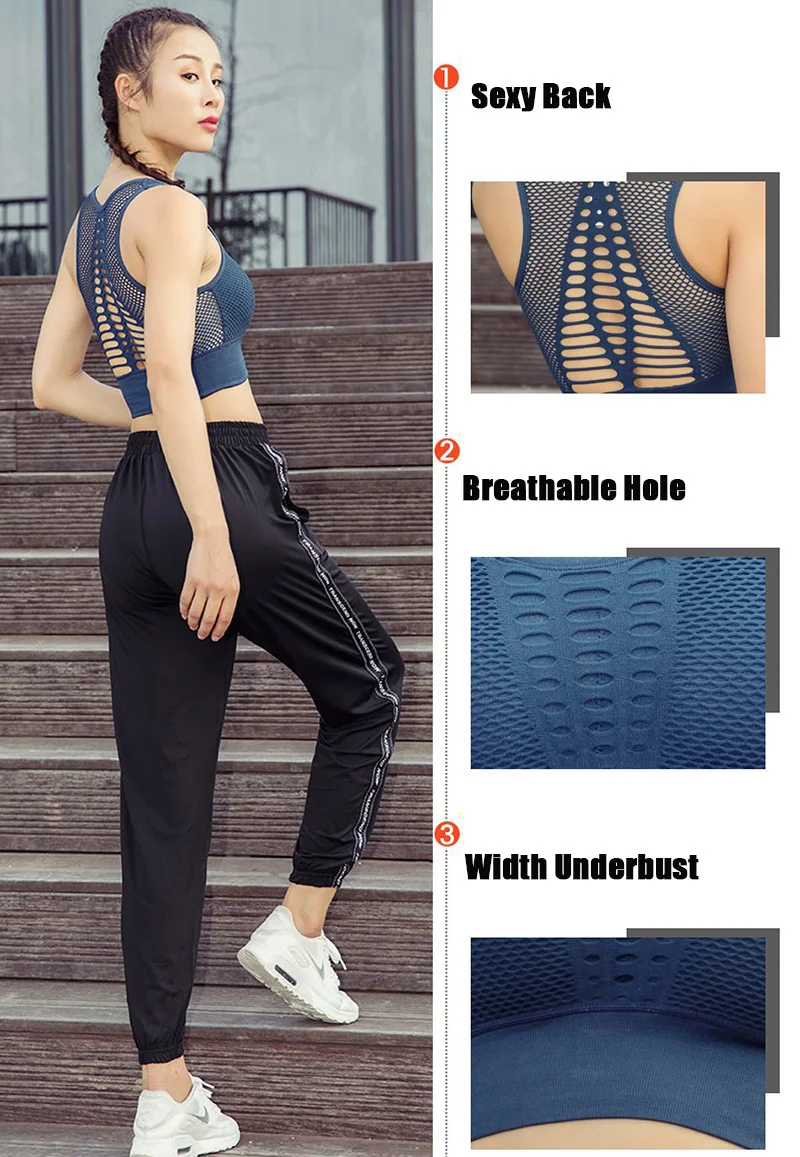 2019 Sexy Back Sports Bra Solid Yoga Tank Top for Women Fitness Push up Gym Shockproof Shirt Running Seamless Fast Dry Vest | Спорт и