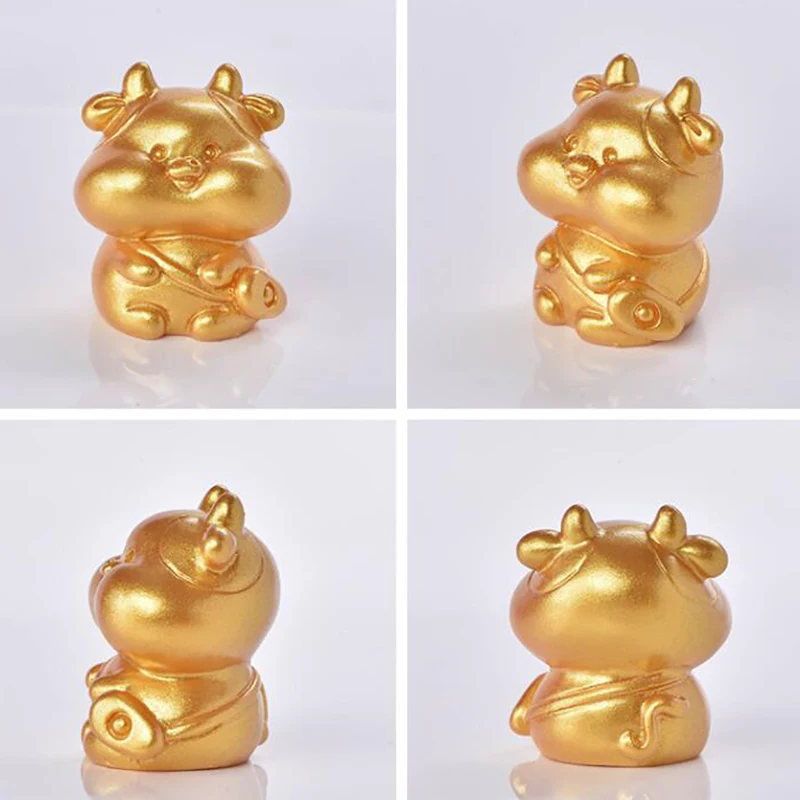 Статуя животного из золотой смолы украшенная китайским знаком зодиака крыса