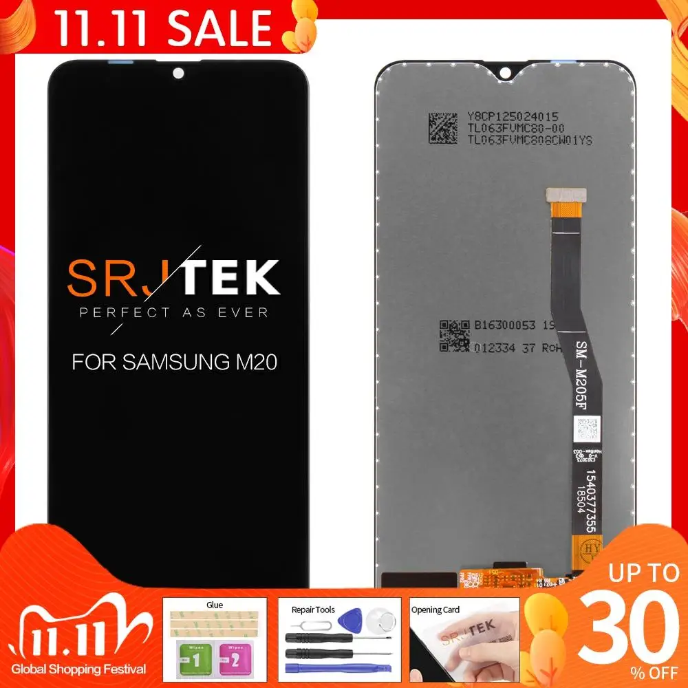 

For Samsung Galaxy M20 2019 SM-M205 M205F LCD Display Touch Screen Digitizer Assembly Replacement 100% Tested M20 lcd 6.3"