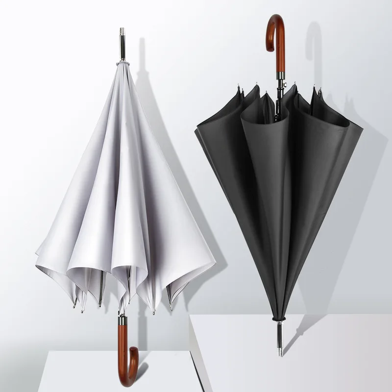 

Полуавтоматический зонт с длинной ручкой, 8 костей, деловой мужской зонт с изогнутым крючком, прямой зонт, ветрозащитный и непромокаемый зон...