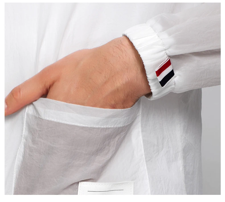 

2021 TB THOM Fashion Brand Men Sun Uv Protective Jacket Loose Summer Coats Thin Casual Hooded Hollow Out Skin Windbreaker