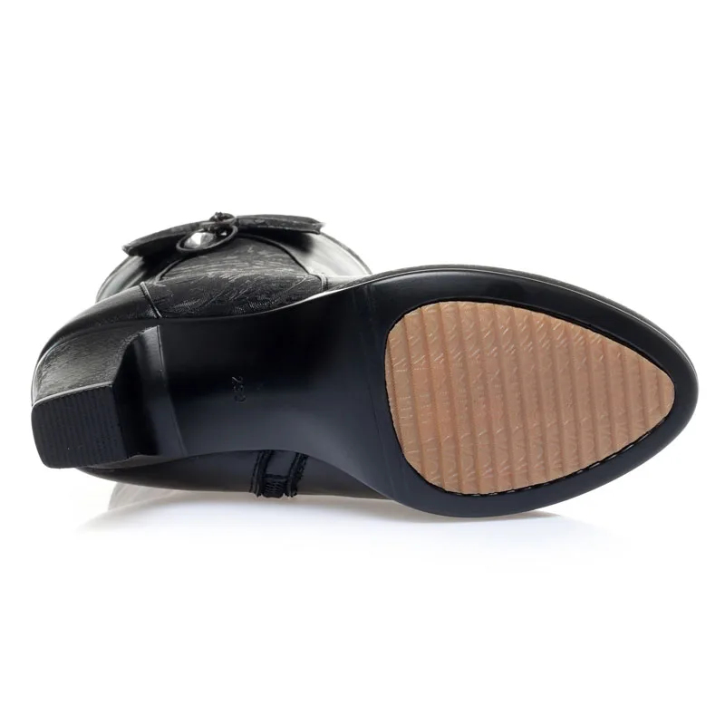 DRKANOL модные женские сапоги до середины икры из натуральной кожи с острым носком