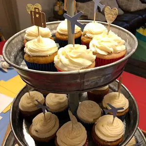 

12pcs/Set Map Cupcake Toppers Travel Theme pink and blue Baby Shower Birthday Wedding Anniversary Party Cake Topper Decoration