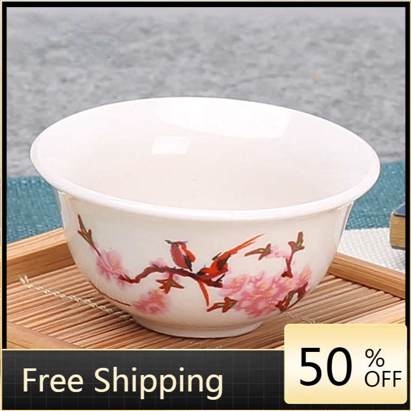 

White Porcelain Kung Fu Tea Cup Ceramic Small Household Single Tea Cup Blue and White Porcelain Bebidas Cumbuca Porcelain AG50CB