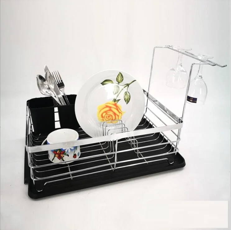 

Dish Rack Bowl Holder Stainless Steel, Kitchen Sink Drying Shelf Cutlery Drainer over Organizer with Chopsticks Cage