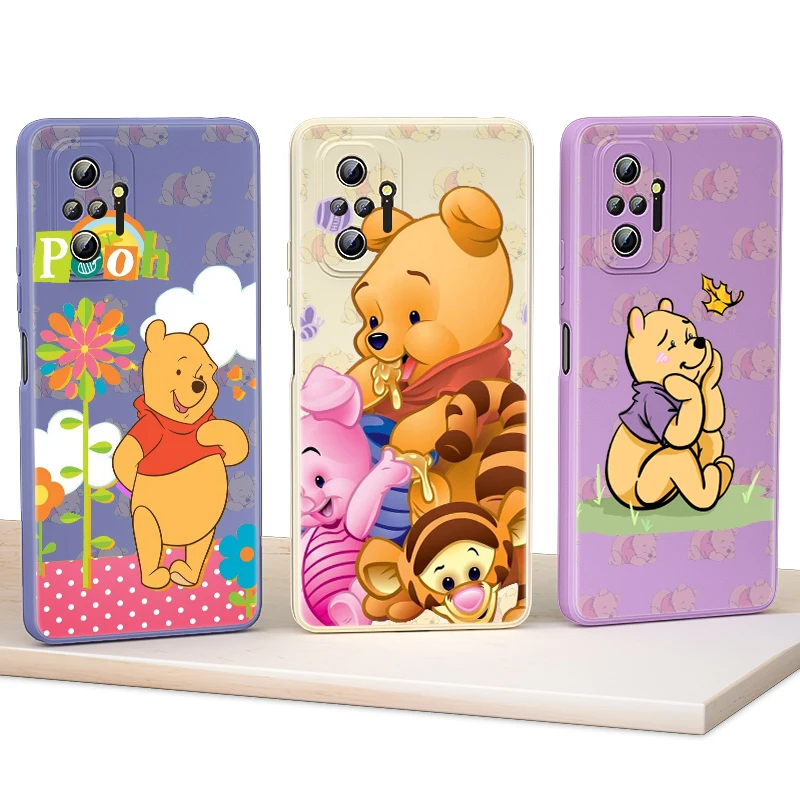 

Phone Case For Xiaomi Redmi Note 10S 10T 10 9T 9 9S 8T 8 7 Pro Max 5G Disney Winnie the Pooh Liquid Silicone Soft Cover