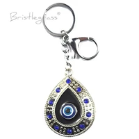 bristlegrass turkish blue evil eye rhinestone waterdrop drop keychain key chain ring holder amulets lucky charm pendant blessing