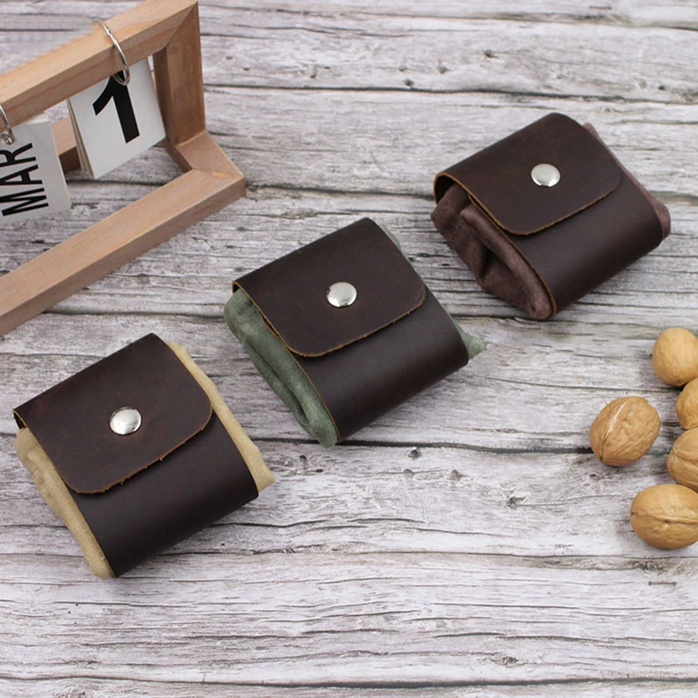 

Leather Canvas Foraging Bag Fruit Picking Hanging Pouch with Drawstring Outdoor Camping Hiking Bag Foldable Waist Buckle bag