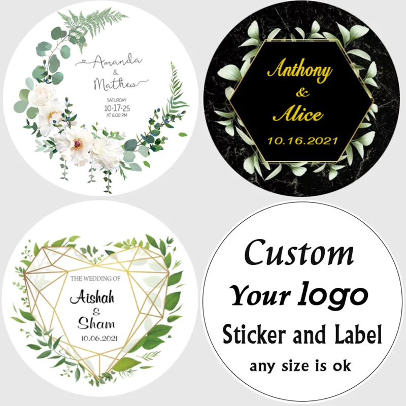 

Customized wedding stickers, invitations, gift boxes, gifts, tags, birthdays, logos, photos, 3-7CM, 100 pcs