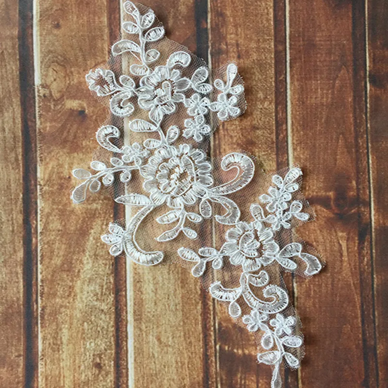 1 шт. кружевная Цветочная ткань с блестками Кружевная аппликация на воротник
