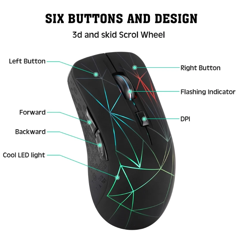 

Dual Mode Rechargeable Silent Mouse with Bluetooth and 2.4G USB Receiver Wireless Mouse for MacBook Laptop Tablet PC