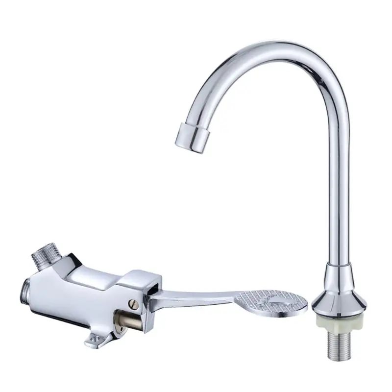 

P15F Foot Pedal Control Valve Faucet Kitchen Sink Water Tap Vertical Basin Switch Faucet Single Cold Tap