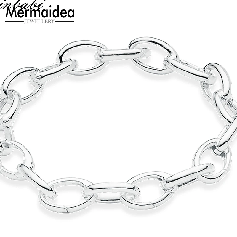 Браслет из звеньев цепи с серебряным покрытием длиной 20 см для женщин и мужчин