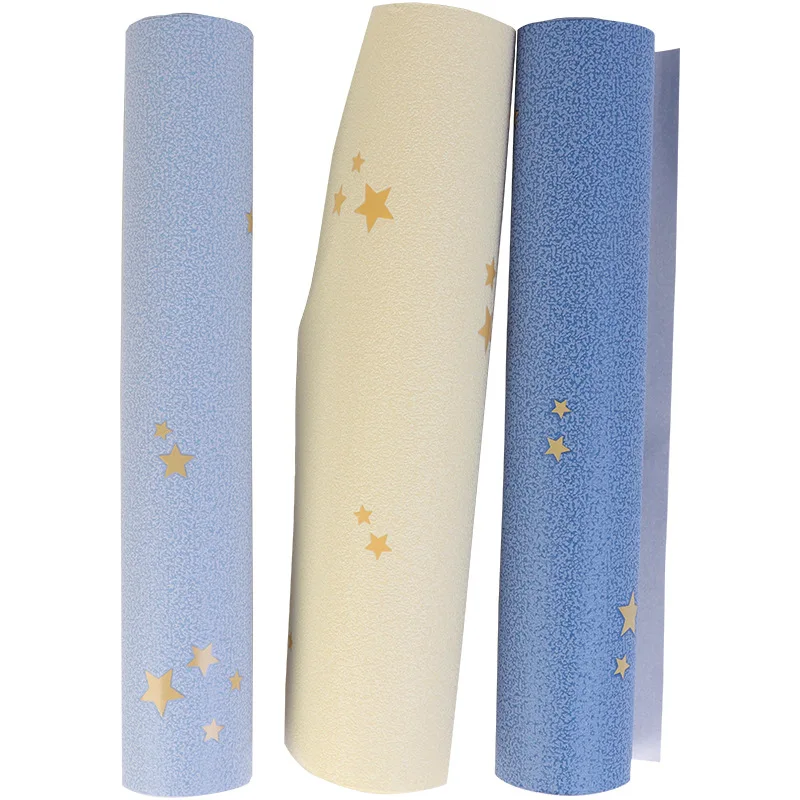 

Mediterranean Blue Star Children's Room Wallpaper Boy Nordic Children's Girl Bedroom Osron 3D Star Wallpaper