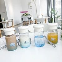 cartoon fashionable gradient blue glacier animal glass portable outdoor sports cup student couple cup dry glasses kawaii cup