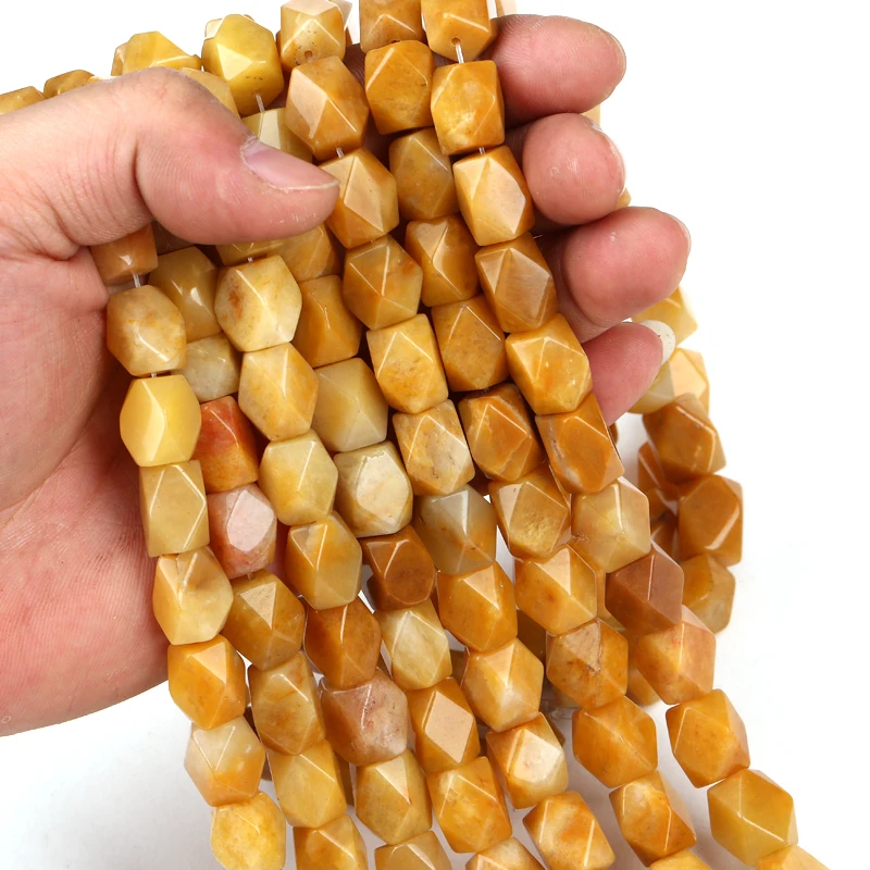 

Hesiod 10*14mm Yellow Brown Faceted Geometric Natural Stone Loose Spacer Beads for DIY Necklace Jewelry Making Branch 15''