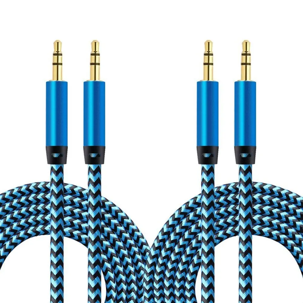 

2 Pack 1m Audio car audio cable 3.5MM car AUX audio cable 1meters male to male record line nylon audio cable