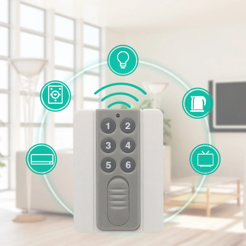 Ультратонкий 6-кнопочный беспроводной пульт дистанционного управления KTNNKG с базовым радиочастотным сигналом 433 МГц с кодом обучения 12 В постоянного тока 6 каналов