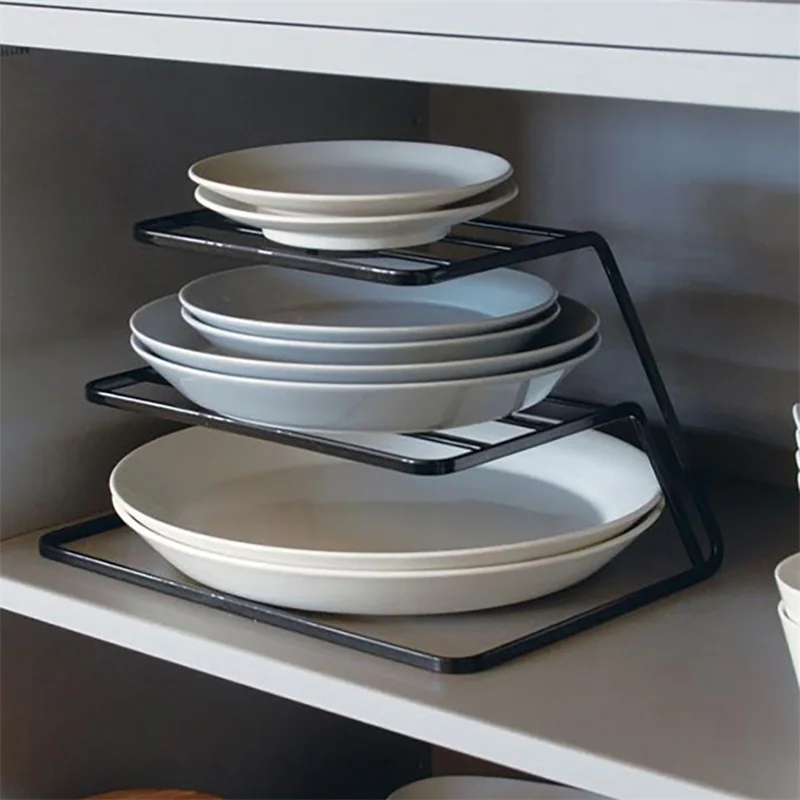 

Kitchen Iron Three-tier Dish Rack Household Cabinet Bowl Dish Layered Drain Racks Portable Home Kitchen Tableware Storage Rack