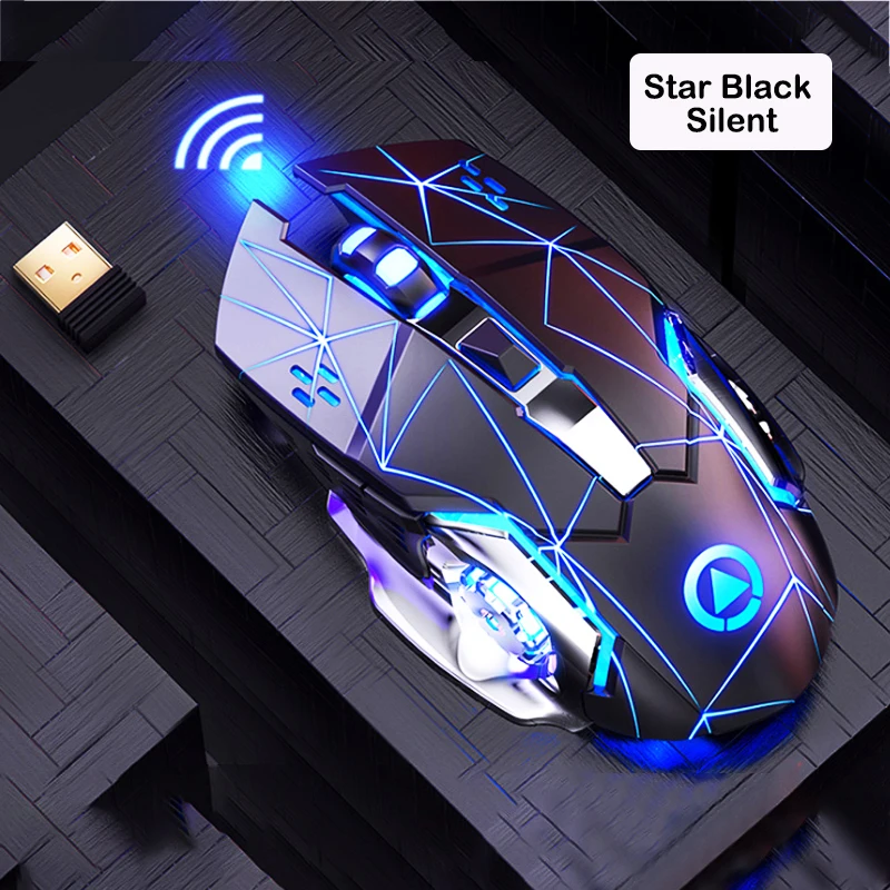 

2.4G Wireless Gaming Mouse 1600 DPI LED Rechargeable Adjustable Gamer Silent mouse Mute Gamer Mouse Game Mice For PC Laptop