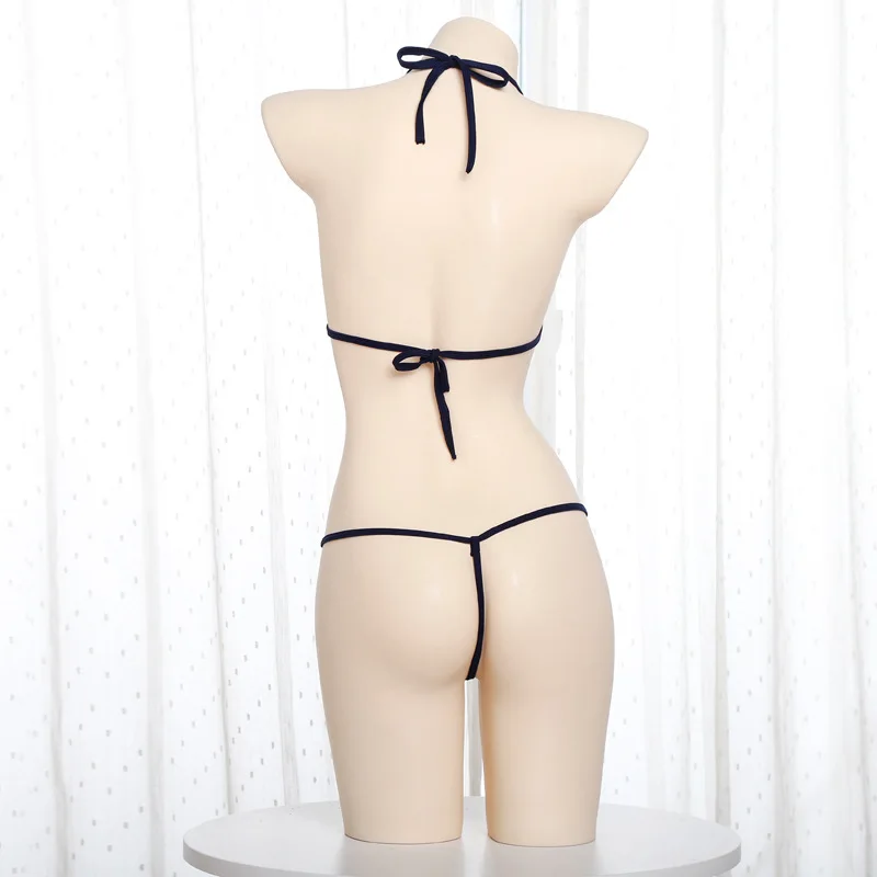 Women Micro Thongs G Strings Erotic Set Underwear Sleepwear Hollow Out Open Cup Bra Thong Crotchless Panties Bodysuit Halter Top |
