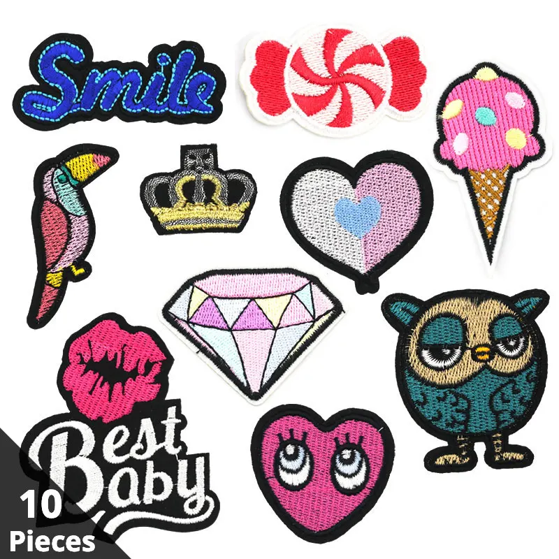 Нашивки для одежды с вышитыми птицами и сердечками нашивки аппликацией детские