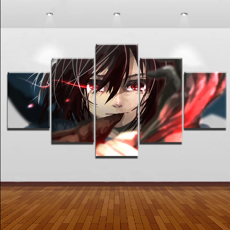 

Modular Hd Prints Pictures Home Decoration 5 Pieces Attack On Titan Paintings Poster Canvas Wall Art For Living Room Framework