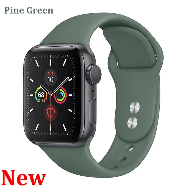 Pine Green Новые спортивные силиконовые часы для apple watch band 4 44 мм 40 мм(iwatch 5) apple watch 3 2 1 42 мм 38 мм аксессуары для наручных браслетов - Цвет ремешка: Pine Green