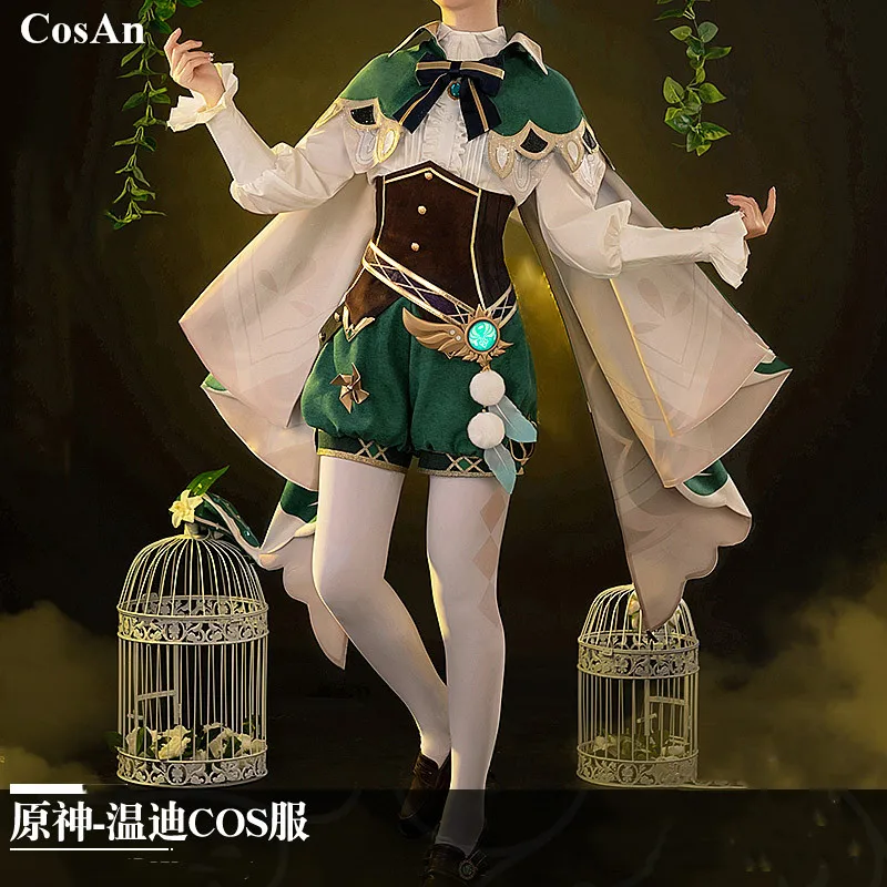 

CosAn New Game Genshin Impact Venti Cosplay Costume Fashion Green Uniform Suits Male Halloween Party Role Play Clothing S-XL