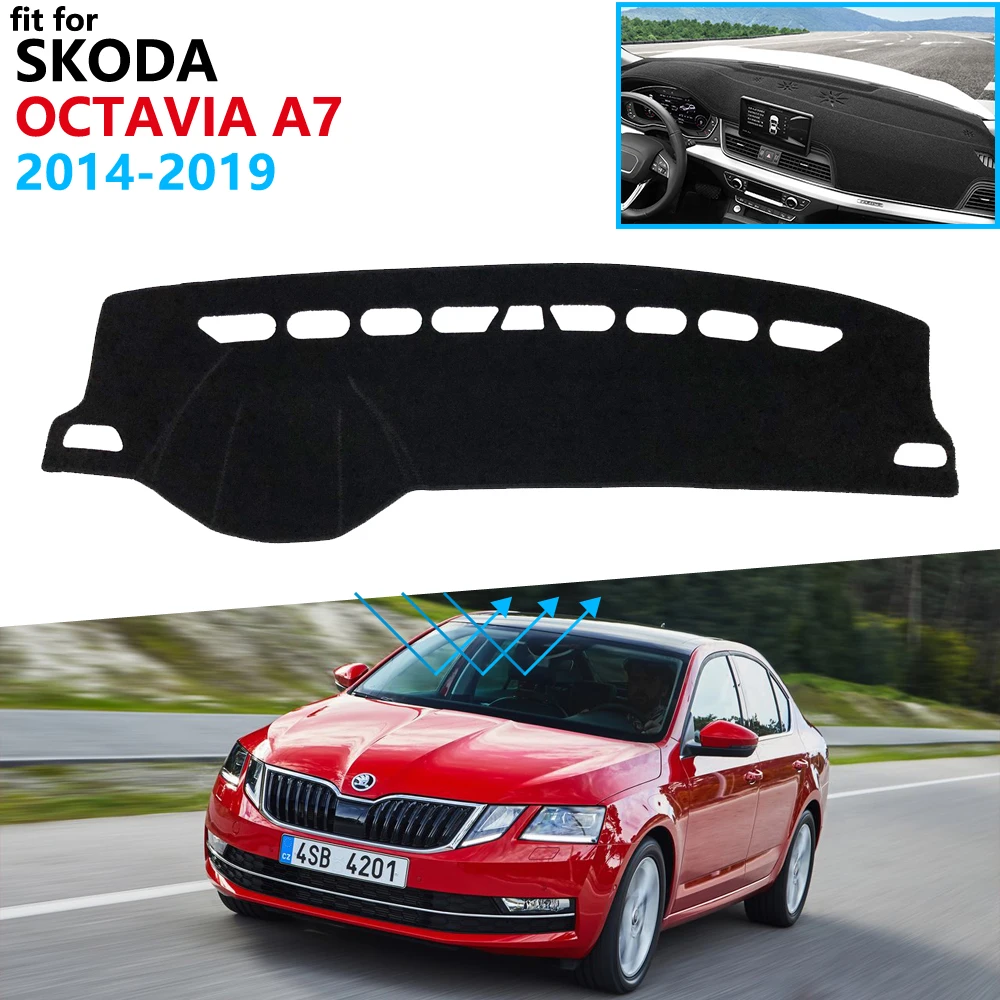 

Защитная накладка на приборную панель для Skoda Octavia 3 A7 MK3 5E 2014 ~ 2019, автомобильные аксессуары, коврик от солнца 2016 2017 2018