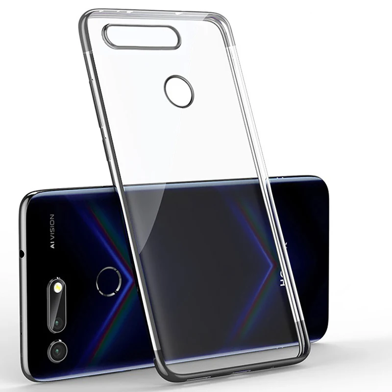 Черный Простой чехол для huawei Honor View 20 чехол-бампер тонкий мягкий прозрачный из ТПУ силиконовый задний Прозрачный чехол для huawei Honor V20 чехол - Цвет: Черный